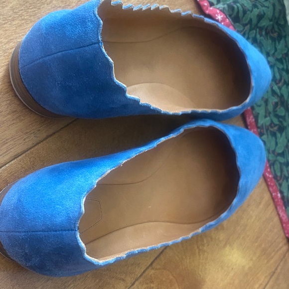Chloe Lauren Blue Suede Scalloped Flats sz 9.5 - Picture 6 of 7